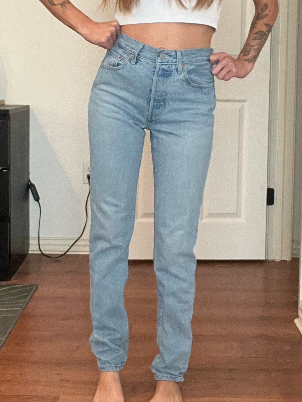Levi's 501 Light Blue Straight-Leg High-Rise Jeans